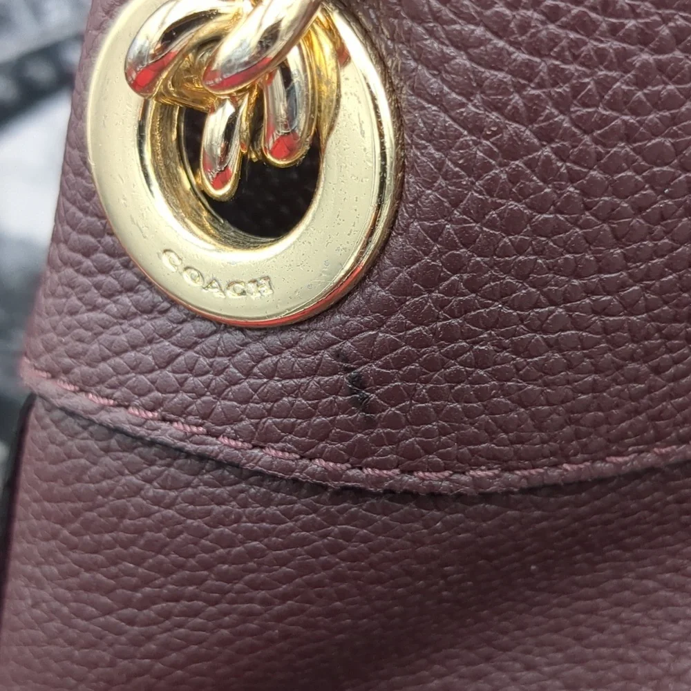 Coach Deep Burgundy Edie Leather Bag - Picture 3 of 16